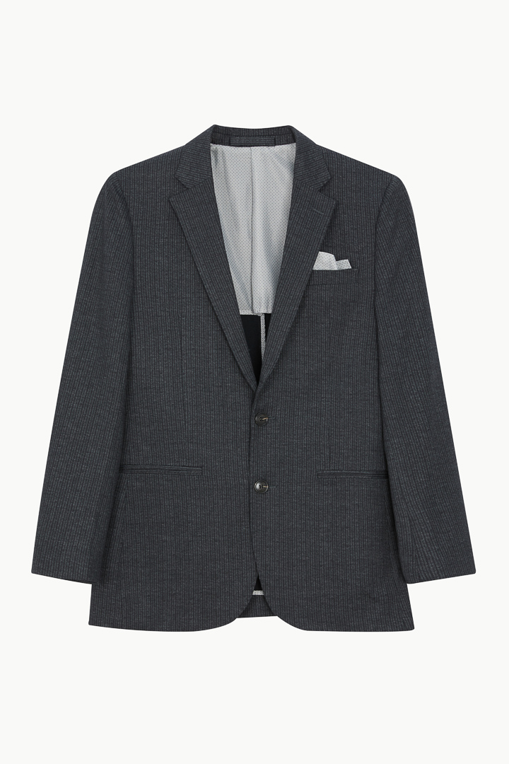 SST&C Dark Gray Striped Pattern Knitted Casual Suit Jacket | 0612210001  (Outlet)_7