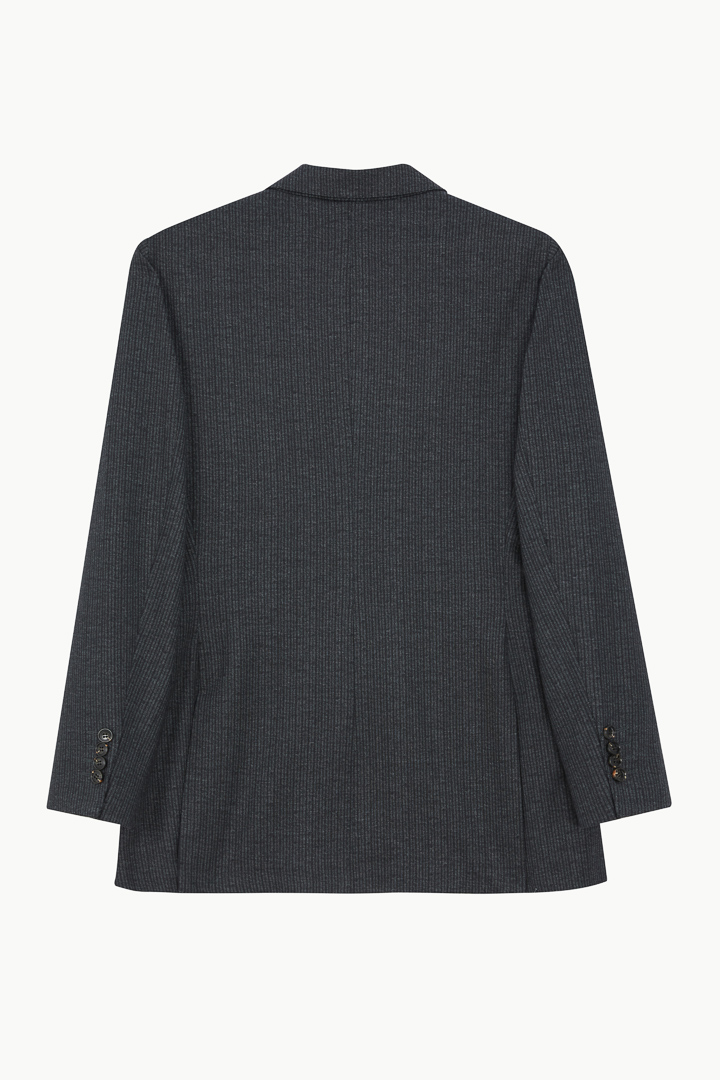 SST&C Dark Gray Striped Pattern Knitted Casual Suit Jacket | 0612210001  (Outlet)_8