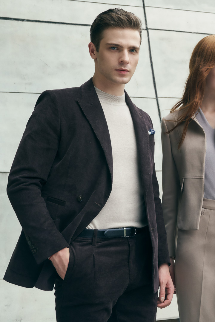 SST&C #Online Exclusive  Brown Corduroy Double-Breasted Casual Suit Jacket | 0612210004  (Outlet)_2