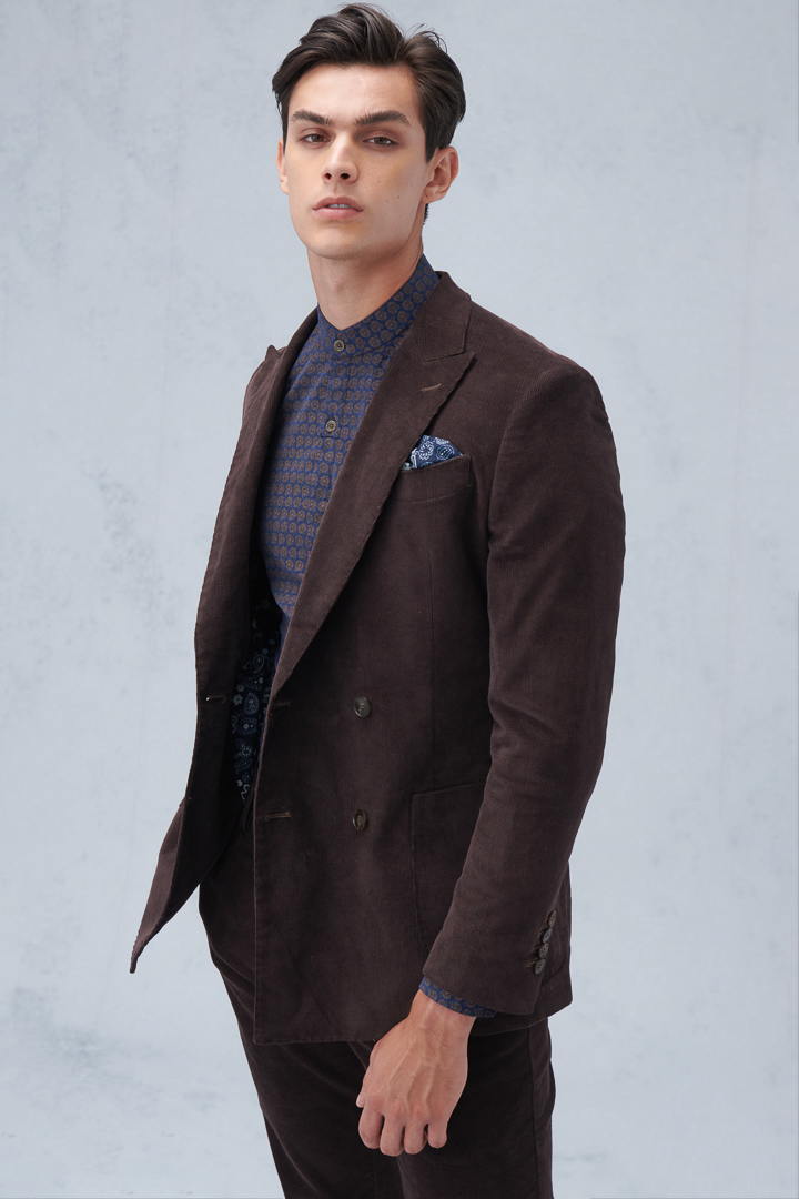 SST&C #Online Exclusive  Brown Corduroy Double-Breasted Casual Suit Jacket | 0612210004  (Outlet)_4