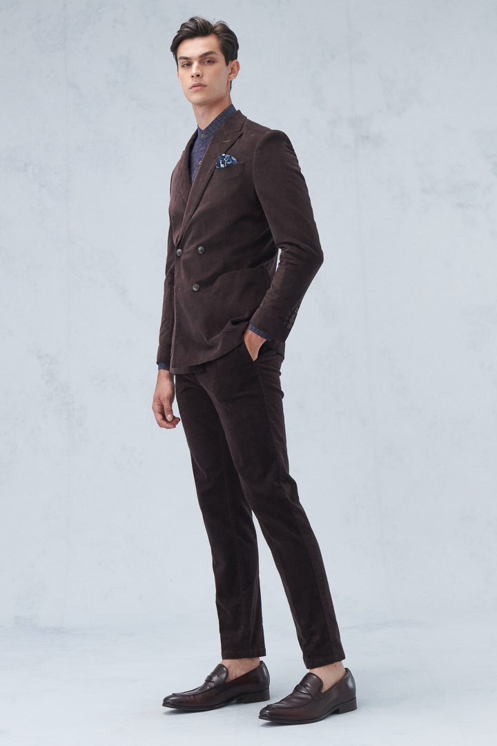 SST&C #Online Exclusive  Brown Corduroy Double-Breasted Casual Suit Jacket | 0612210004  (Outlet)_5