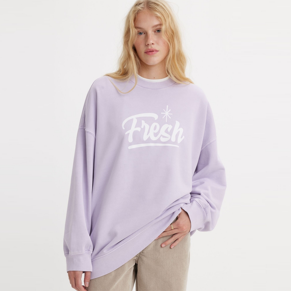 Fresh果漾系列 女款 寬鬆長版重磅大學Tee / 400GSM厚棉 葡萄紫 熱賣單品