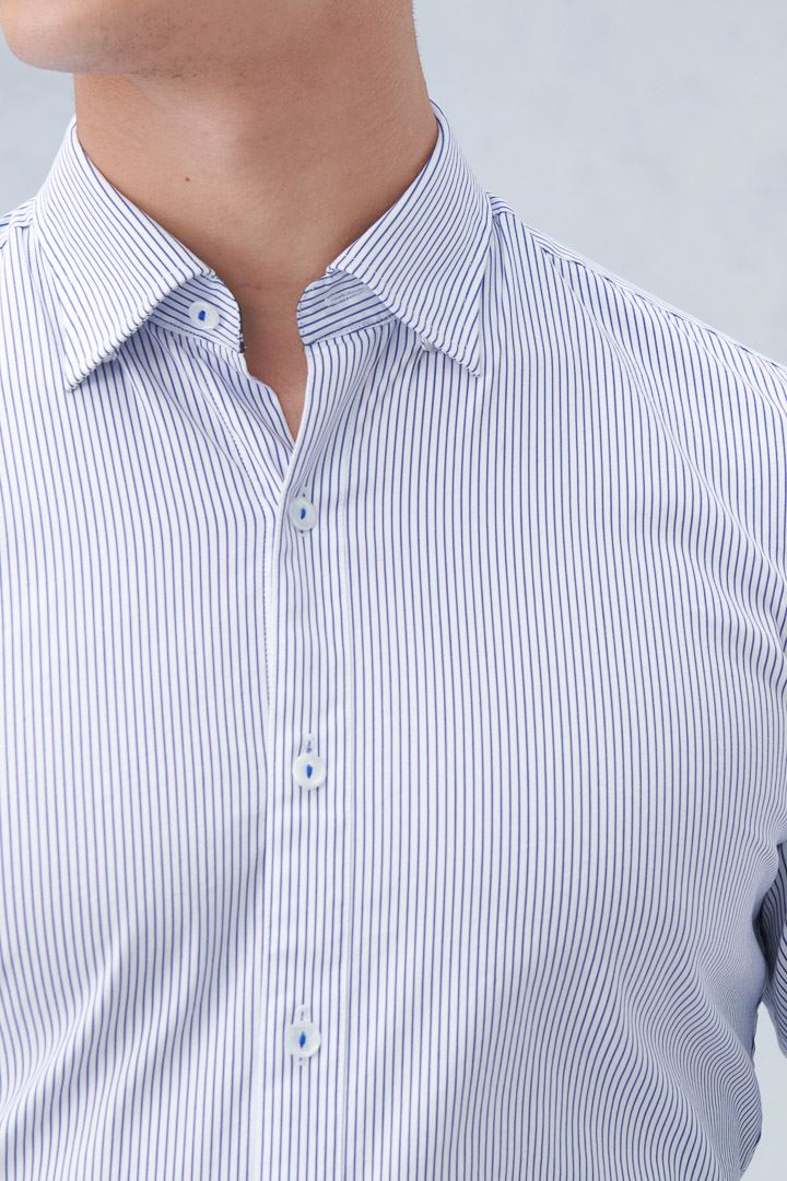 SST&C #Elastic Fit  Blue Pinstripe Pattern Slim Fit Shirt | 0312210013  (Outlet)_4