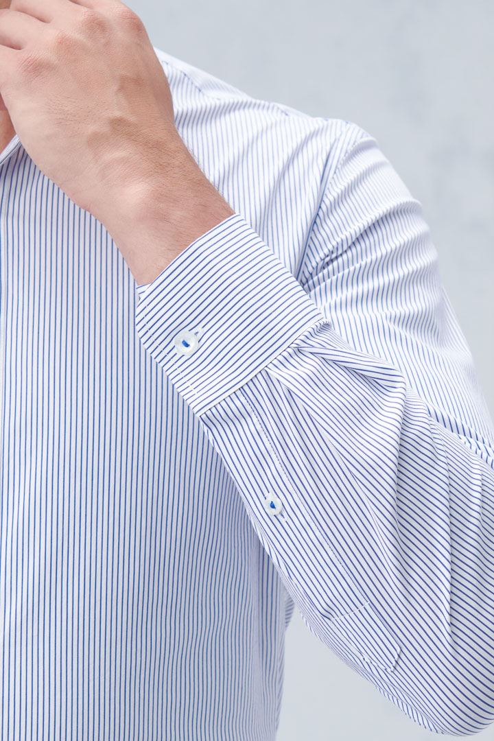SST&C #Elastic Fit  Blue Pinstripe Pattern Slim Fit Shirt | 0312210013  (Outlet)_5
