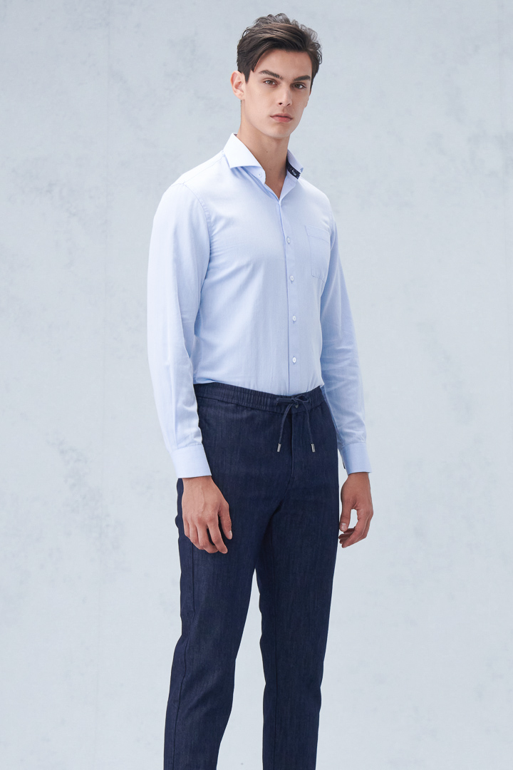 SST&C #Easycare  Blue Herringbone Slim Fit Shirt | 0312210014  (Outlet)_2