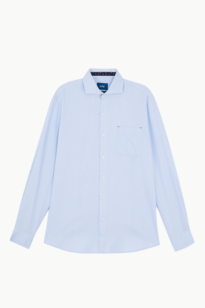 SST&C #Easycare  Blue Herringbone Slim Fit Shirt | 0312210014  (Outlet)_8