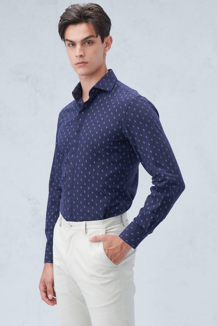 SST&C #Comfortable Cotton  Geometric Print Denim Standard Shirt | 0312210018  (Outlet)_1