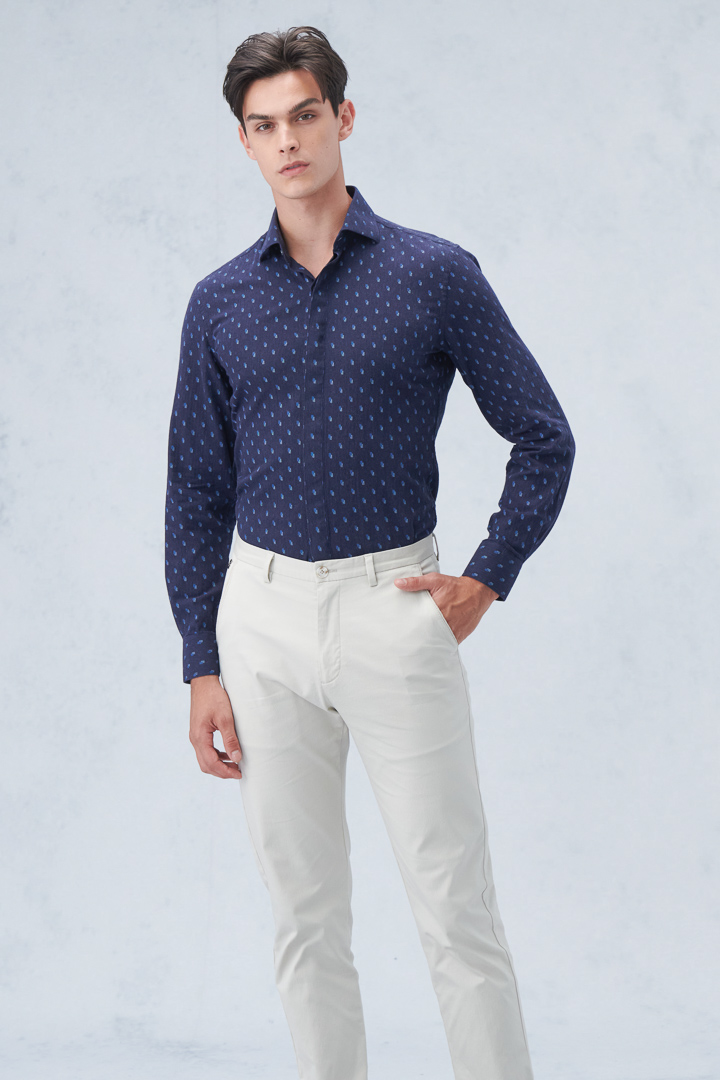 SST&C #Comfortable Cotton  Geometric Print Denim Standard Shirt | 0312210018  (Outlet)_2