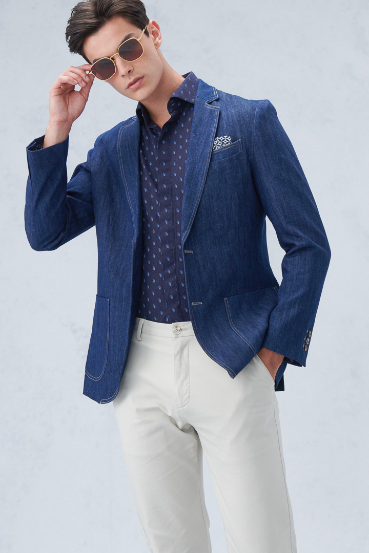 SST&C #Comfortable Cotton  Geometric Print Denim Standard Shirt | 0312210018  (Outlet)_3