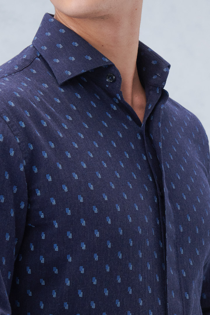 SST&C #Comfortable Cotton  Geometric Print Denim Standard Shirt | 0312210018  (Outlet)_5