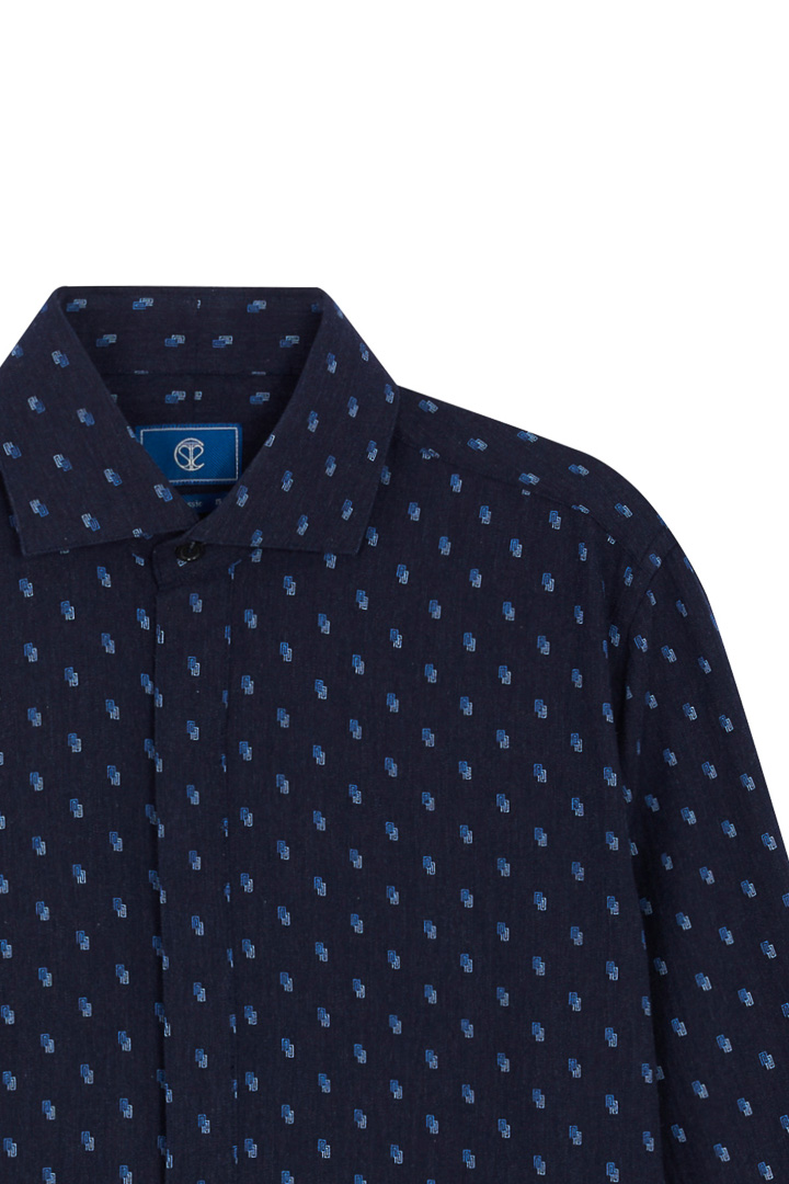 SST&C #Comfortable Cotton  Geometric Print Denim Standard Shirt | 0312210018  (Outlet)_7