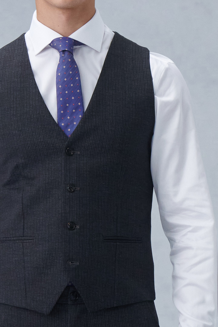 SST&C Gray Striped Pattern Knitted Casual Vest | 4512210001  (Outlet)_6