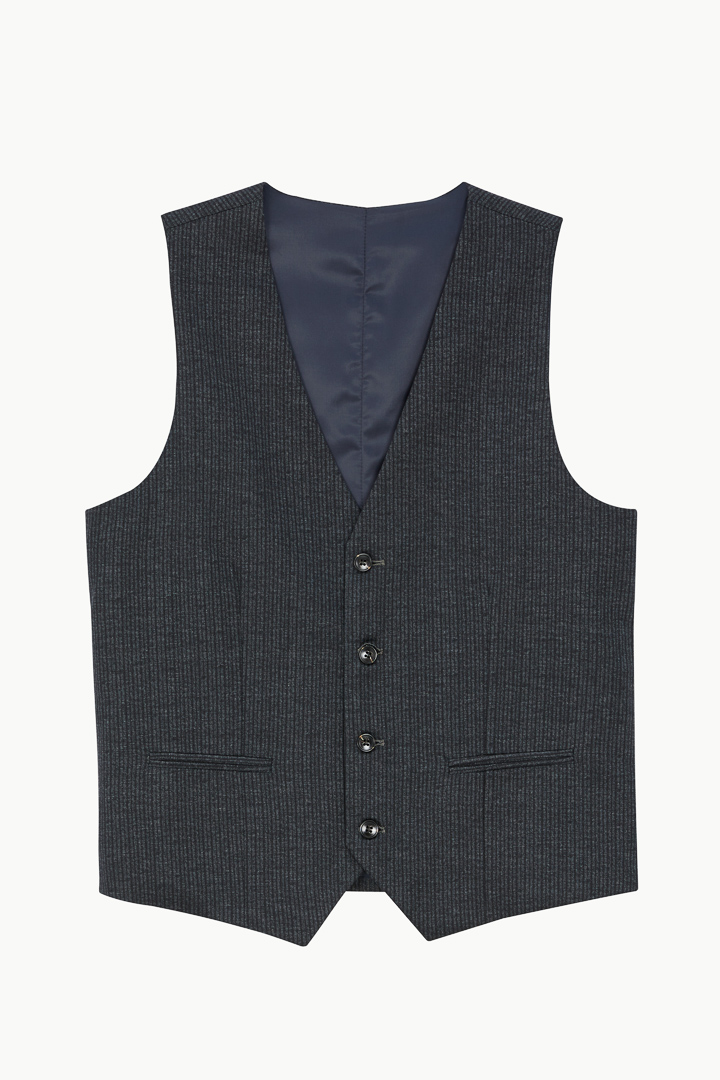 SST&C Gray Striped Pattern Knitted Casual Vest | 4512210001  (Outlet)_7