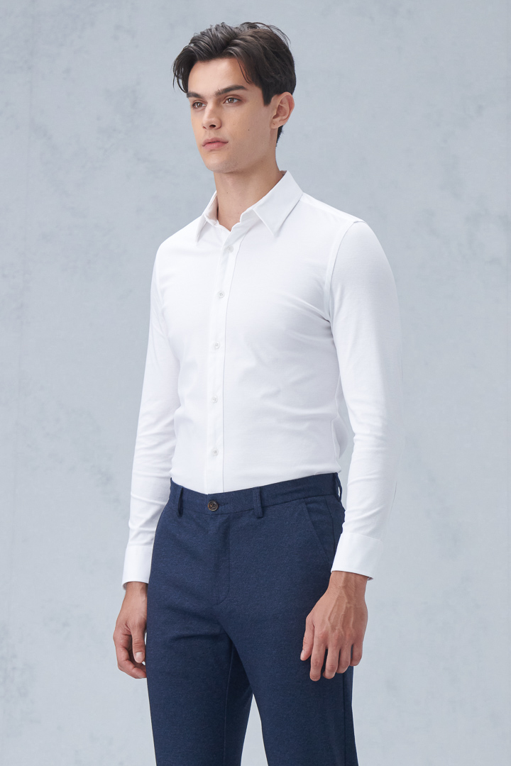 SST&C White Stretch-Knit Shirt Top | 0912210001  (Outlet)_1