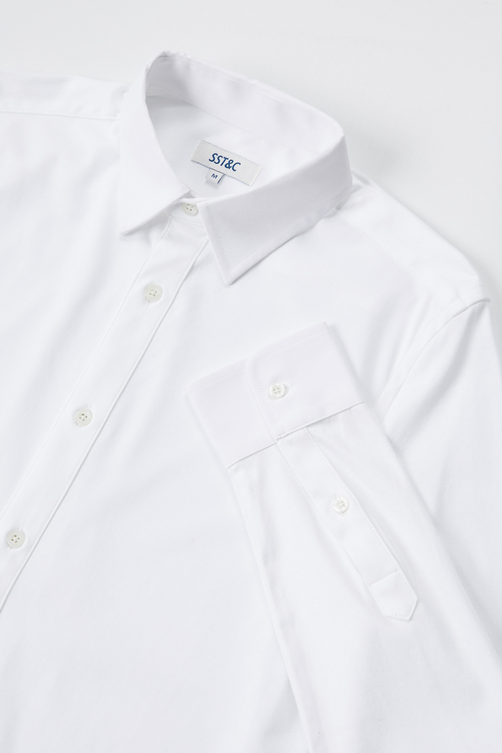 SST&C White Stretch-Knit Shirt Top | 0912210001  (Outlet)_7