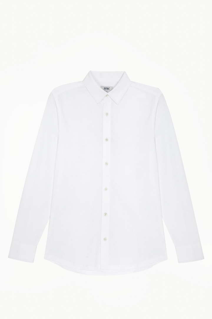 SST&C White Stretch-Knit Shirt Top | 0912210001  (Outlet)_8