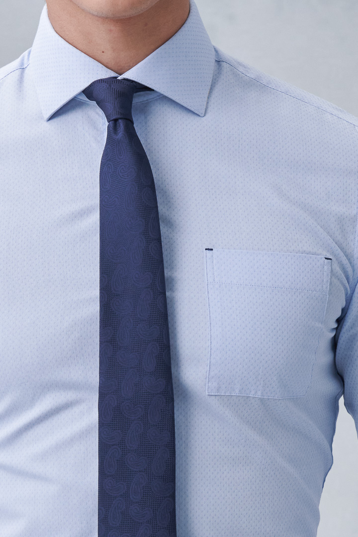 SST&C #Easycare  Blue Textured Slim Fit Shirt | 0312209020  (Outlet)_5