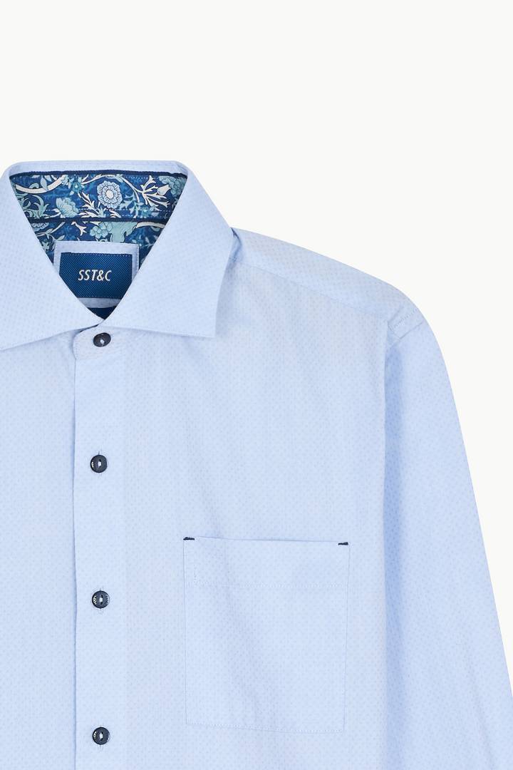 SST&C #Easycare  Blue Textured Slim Fit Shirt | 0312209020  (Outlet)_8