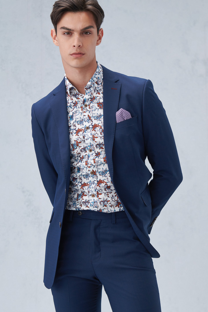 SST&C Navy Check Pattern Slim Fit Suit Jacket | 0112210006  (Outlet)_0