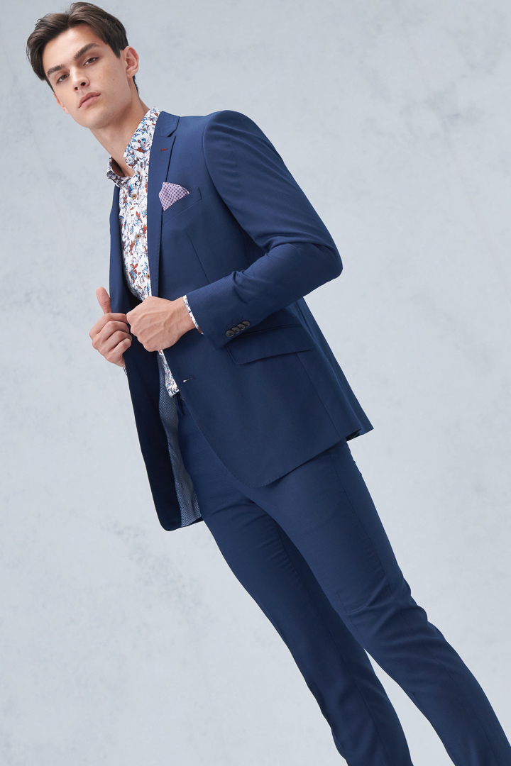 SST&C Navy Check Pattern Slim Fit Suit Jacket | 0112210006  (Outlet)_1