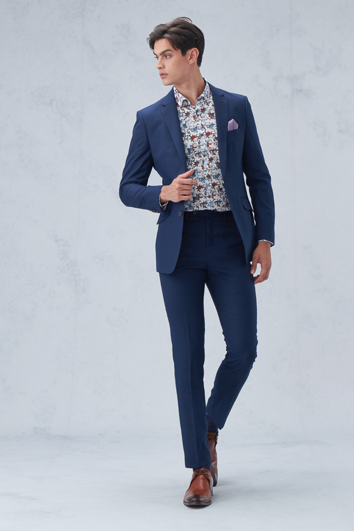 SST&C Navy Check Pattern Slim Fit Suit Jacket | 0112210006  (Outlet)_2