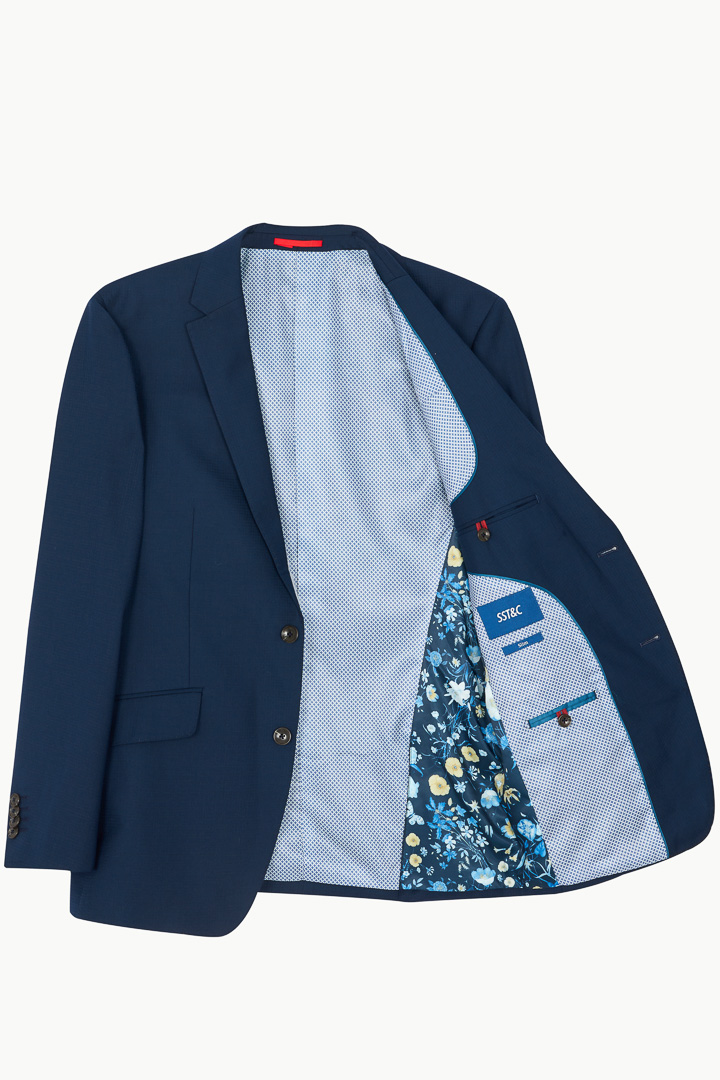 SST&C Navy Check Pattern Slim Fit Suit Jacket | 0112210006  (Outlet)_9