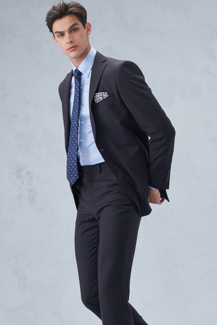 SST&C Black Striped Pattern Classic Suit Jacket | 0112210007  (Outlet)_2