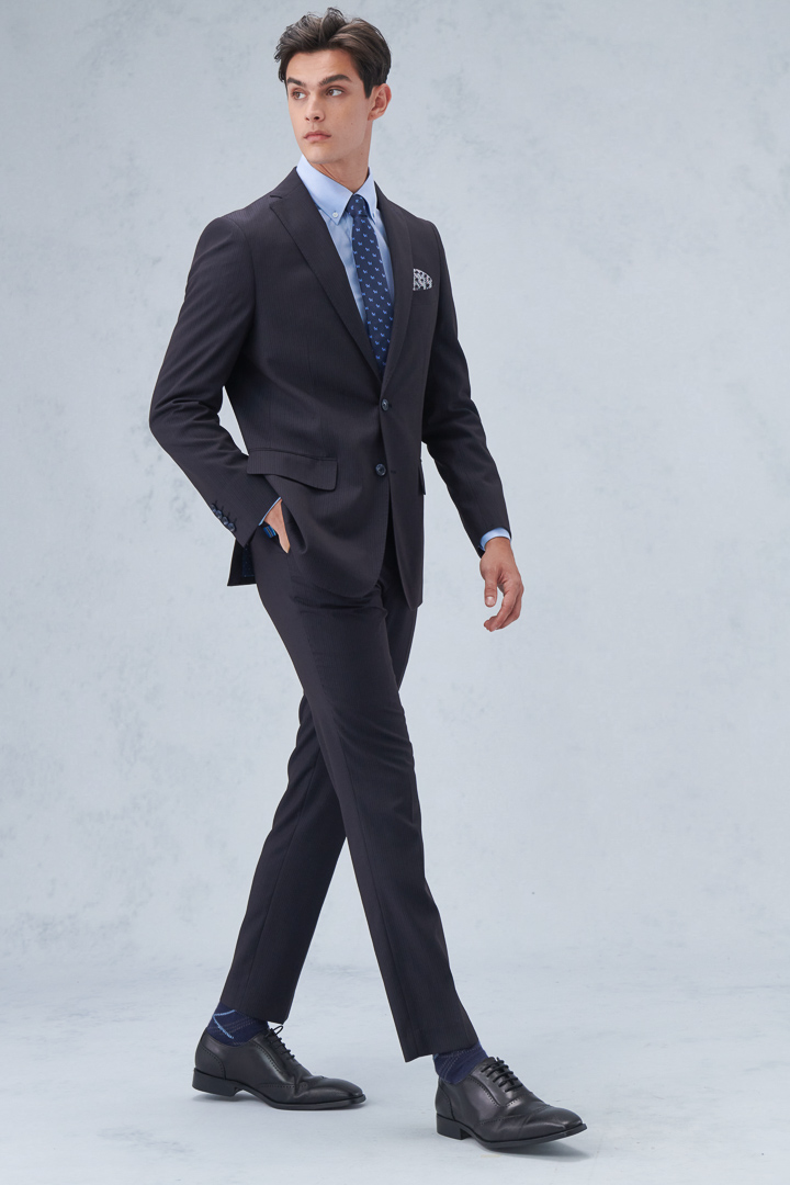 SST&C Black Striped Pattern Classic Suit Jacket | 0112210007  (Outlet)_3