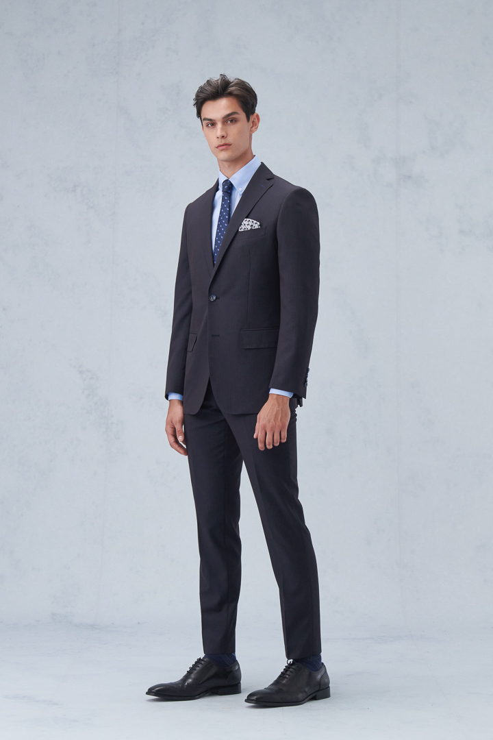 SST&C Black Striped Pattern Classic Suit Jacket | 0112210007  (Outlet)_4