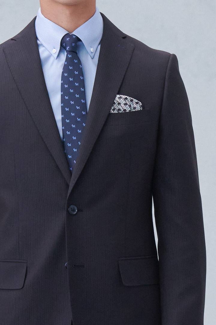 SST&C Black Striped Pattern Classic Suit Jacket | 0112210007  (Outlet)_5