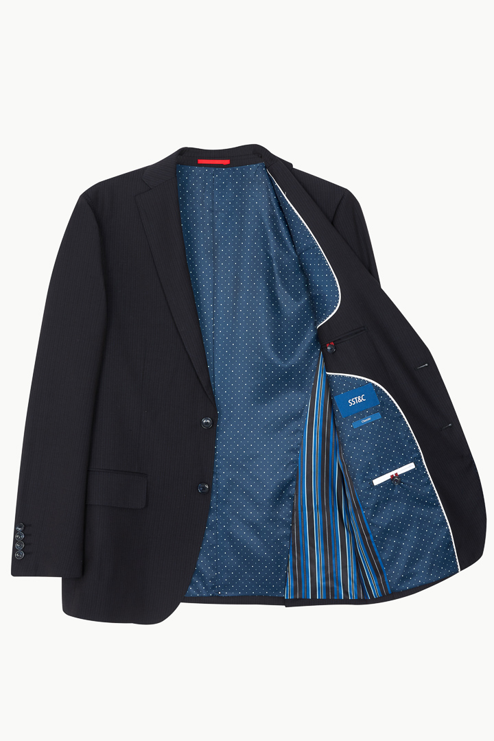 SST&C Black Striped Pattern Classic Suit Jacket | 0112210007  (Outlet)_9