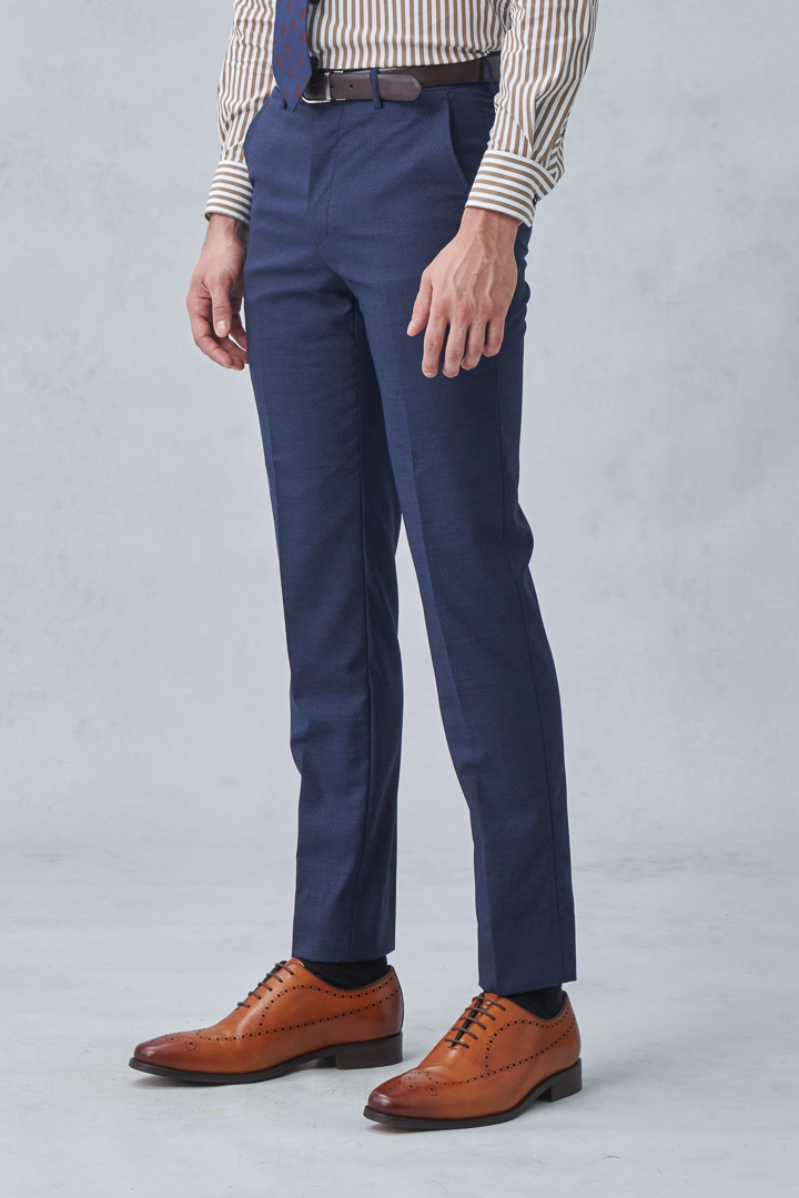 SST&C #Milan Series  Navy Blue Pattern Lining Slim Fit Suit Trousers | 0212210001  (Outlet)_0