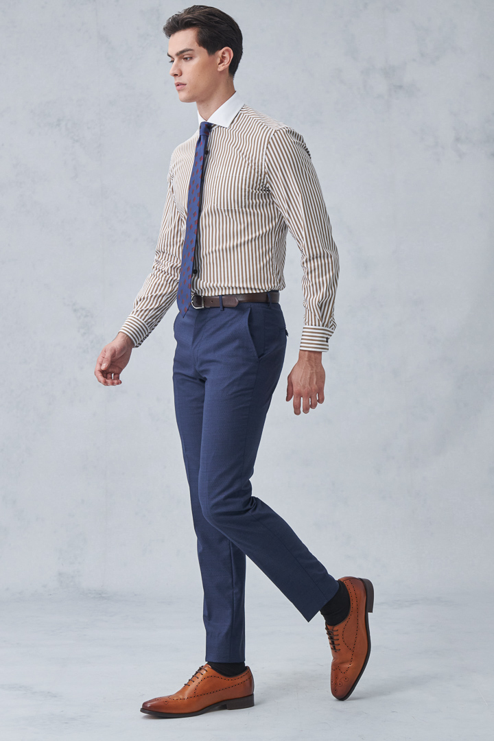 SST&C #Milan Series  Navy Blue Pattern Lining Slim Fit Suit Trousers | 0212210001  (Outlet)_1