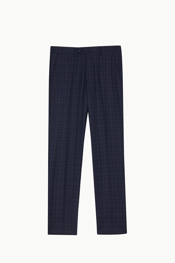 SST&C #Milan Series  Navy Blue Check Pattern Slim Fit Suit Trousers | 0212210003  (Outlet)_5