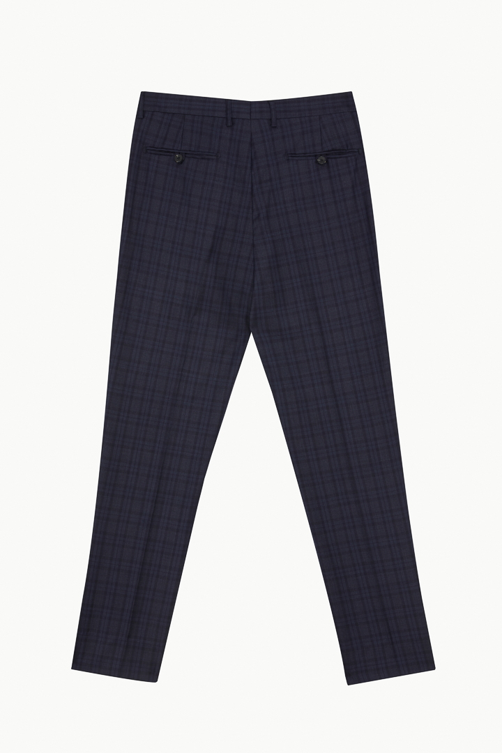 SST&C #Milan Series  Navy Blue Check Pattern Slim Fit Suit Trousers | 0212210003  (Outlet)_6