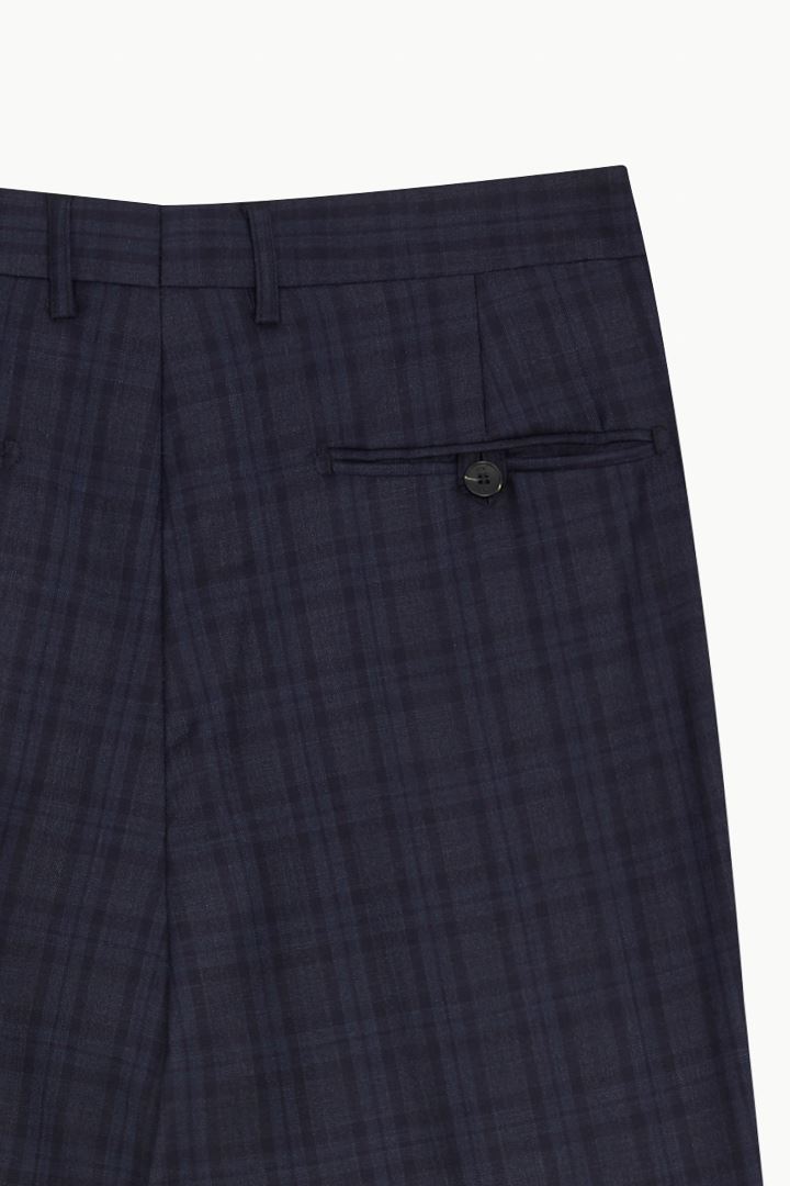 SST&C #Milan Series  Navy Blue Check Pattern Slim Fit Suit Trousers | 0212210003  (Outlet)_7