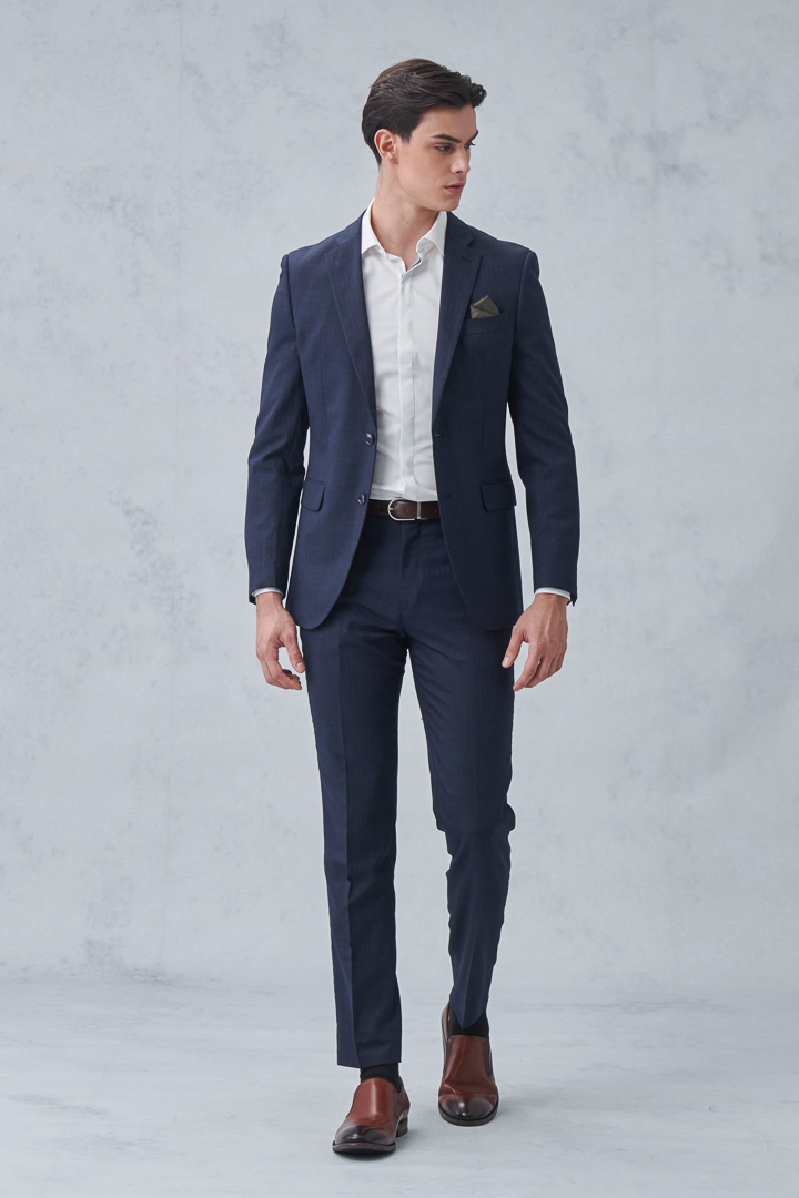 SST&C #Machine Washable Series  Navy Striped Pattern Slim Fit Suit Trousers | 0212210005  (Outlet)_0