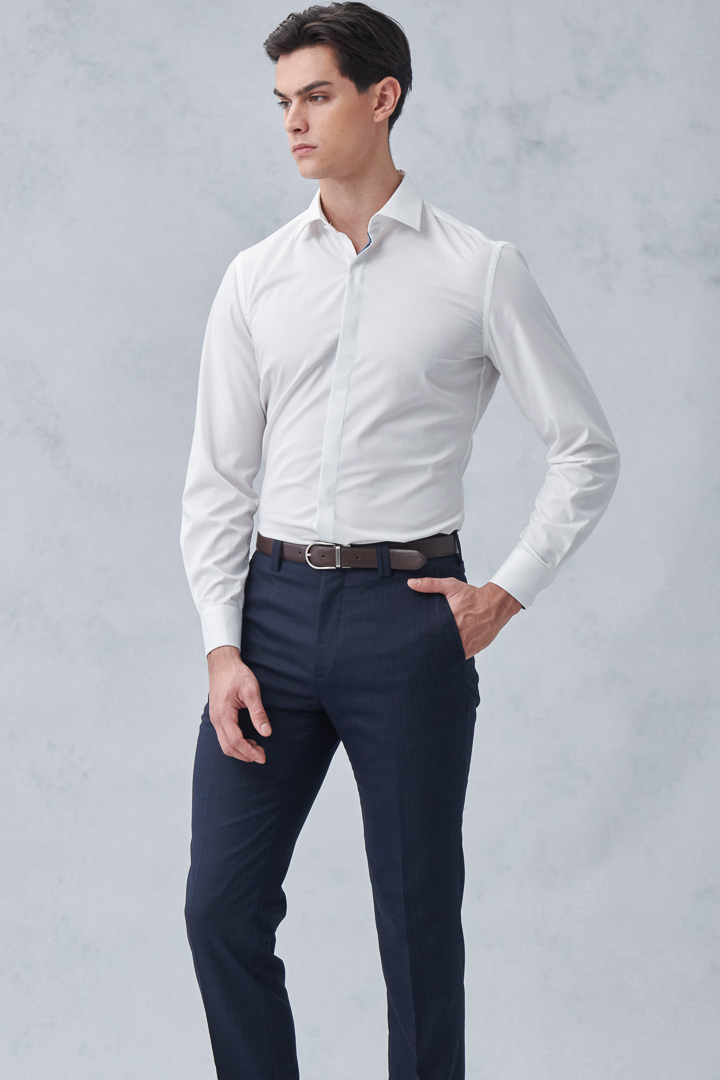 SST&C #Machine Washable Series  Navy Striped Pattern Slim Fit Suit Trousers | 0212210005  (Outlet)_2