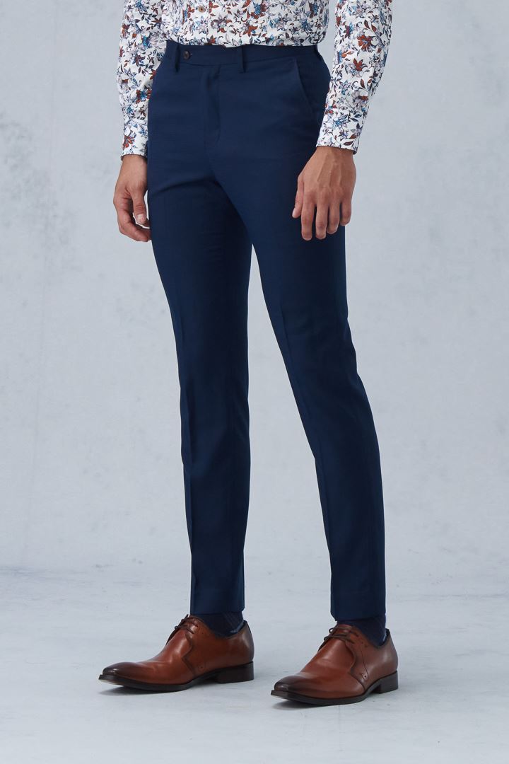 SST&C Navy Blue Check Pattern Slim Fit Suit Trousers | 0212210006  (Outlet)_0
