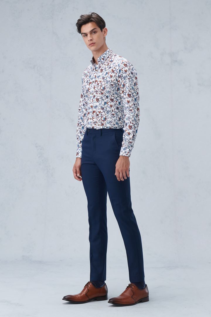 SST&C Navy Blue Check Pattern Slim Fit Suit Trousers | 0212210006  (Outlet)_1