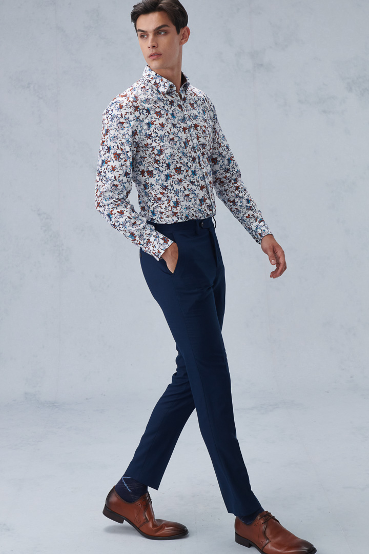 SST&C Navy Blue Check Pattern Slim Fit Suit Trousers | 0212210006  (Outlet)_2