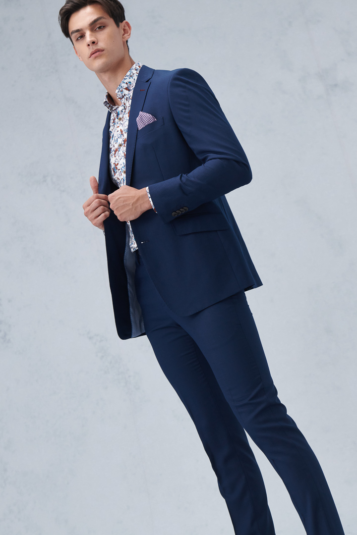 SST&C Navy Blue Check Pattern Slim Fit Suit Trousers | 0212210006  (Outlet)_4
