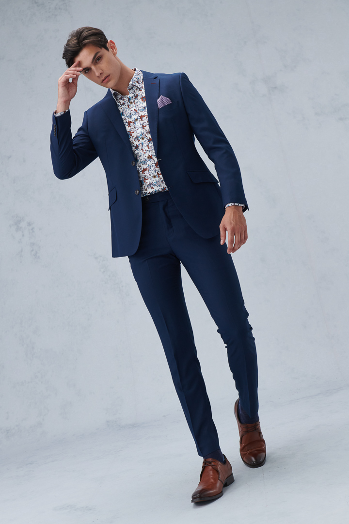 SST&C Navy Blue Check Pattern Slim Fit Suit Trousers | 0212210006  (Outlet)_5