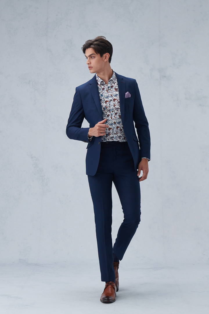 SST&C Navy Blue Check Pattern Slim Fit Suit Trousers | 0212210006  (Outlet)_6
