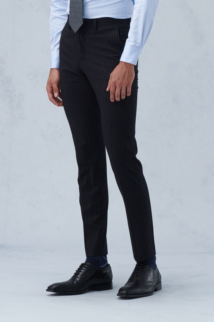 SST&C Black Straight Striped Pattern Double Breasted Slim Fit Suit Trousers | 0212210008  (Outlet)_0