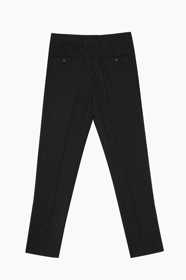 SST&C Black Straight Striped Pattern Double Breasted Slim Fit Suit Trousers | 0212210008  (Outlet)_7