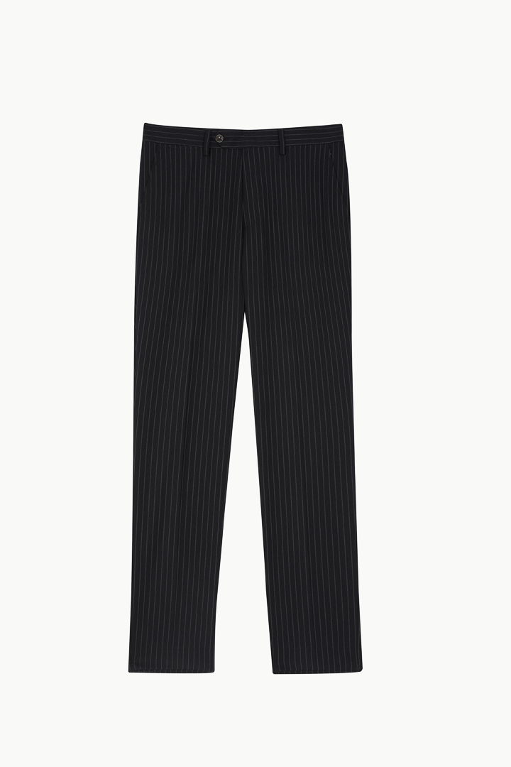 SST&C Black Straight Striped Pattern Double Breasted Slim Fit Suit Trousers | 0212210008  (Outlet)_8