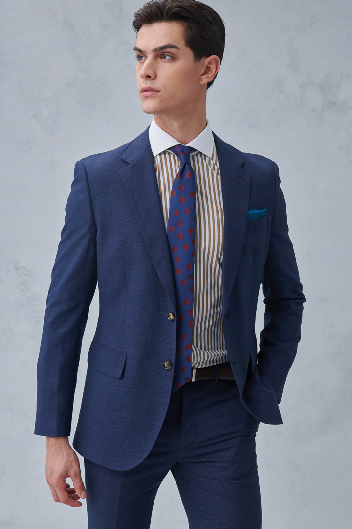 SST&C #Milan Series  Navy Blue Striped Pattern Lining Slim Fit Suit Jacket | 0112210001  (Outlet)_0