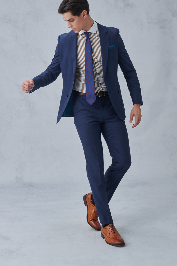 SST&C #Milan Series  Navy Blue Striped Pattern Lining Slim Fit Suit Jacket | 0112210001  (Outlet)_2