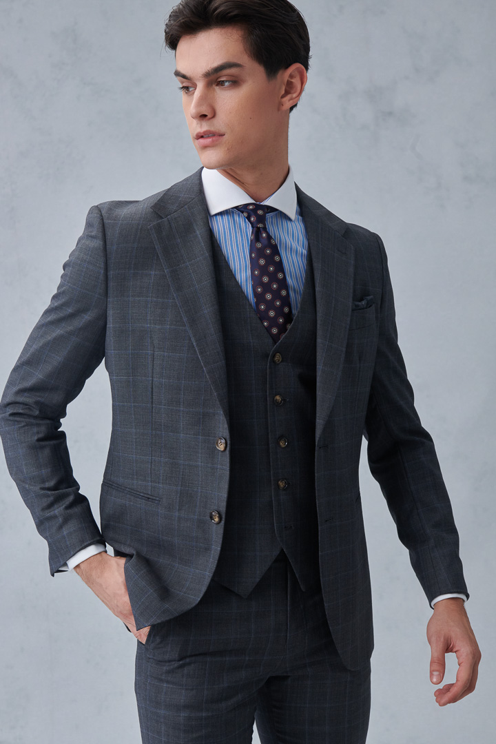 SST&C #Milan Series  Gray Check Pattern Slim Fit Suit Jacket | 0112210002  (Outlet)_0
